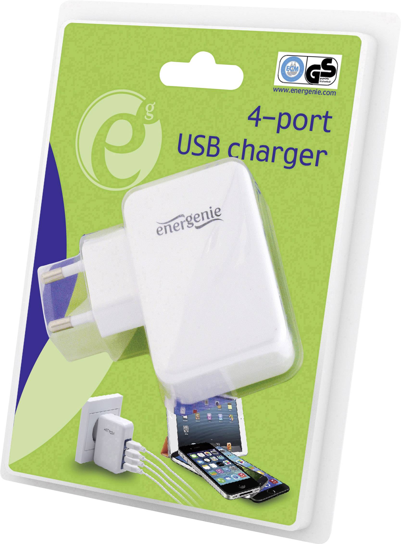 Energenie Uni-4-fach USB charger 15 W USB White Mains socket-4