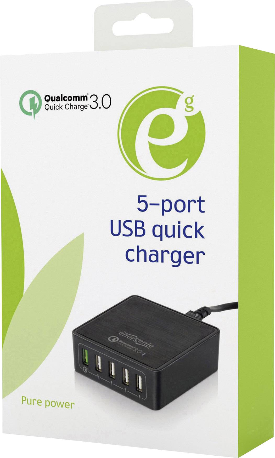 Energenie Pure-Power USB charger Mains socket Max. output current 3000 mA USB 3.2 1st Gen port A (USB 3.0) No. of output-5