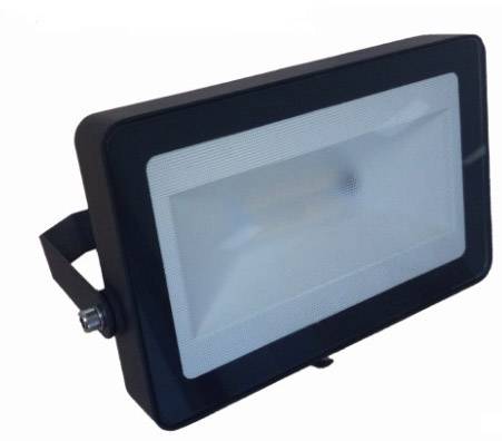 A rectangular LED flood light with a black border and white cover, suitable for wall mounting.