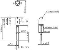 Technical drawing of a component with dimensions and directional indicators. Shows side and top view of a cylindrical object.