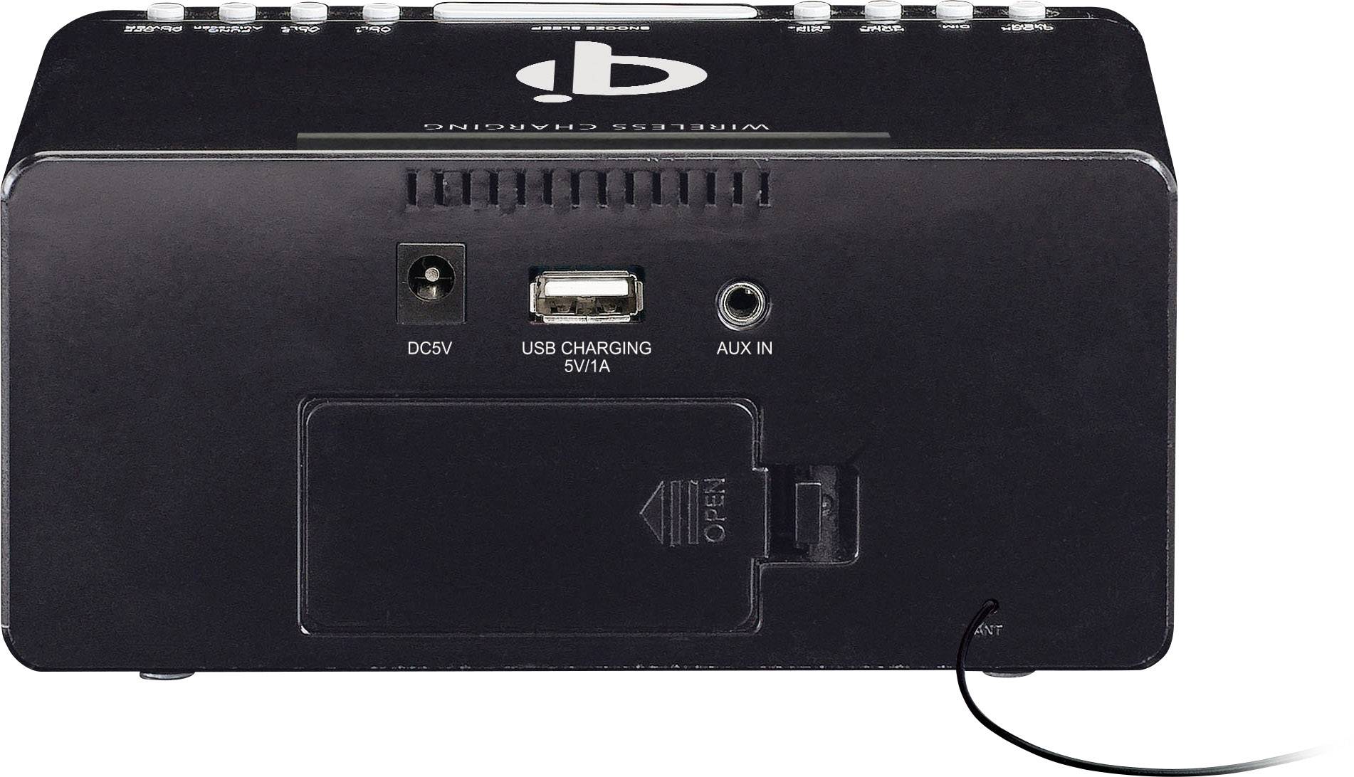 Lenco CR550BK Radio alarm clock FM AUX, USB Battery charger Black