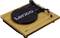 Record player with wooden aesthetic, black tonearm and removable turntable platter. 'Lenco' brand name visible on felt mat.