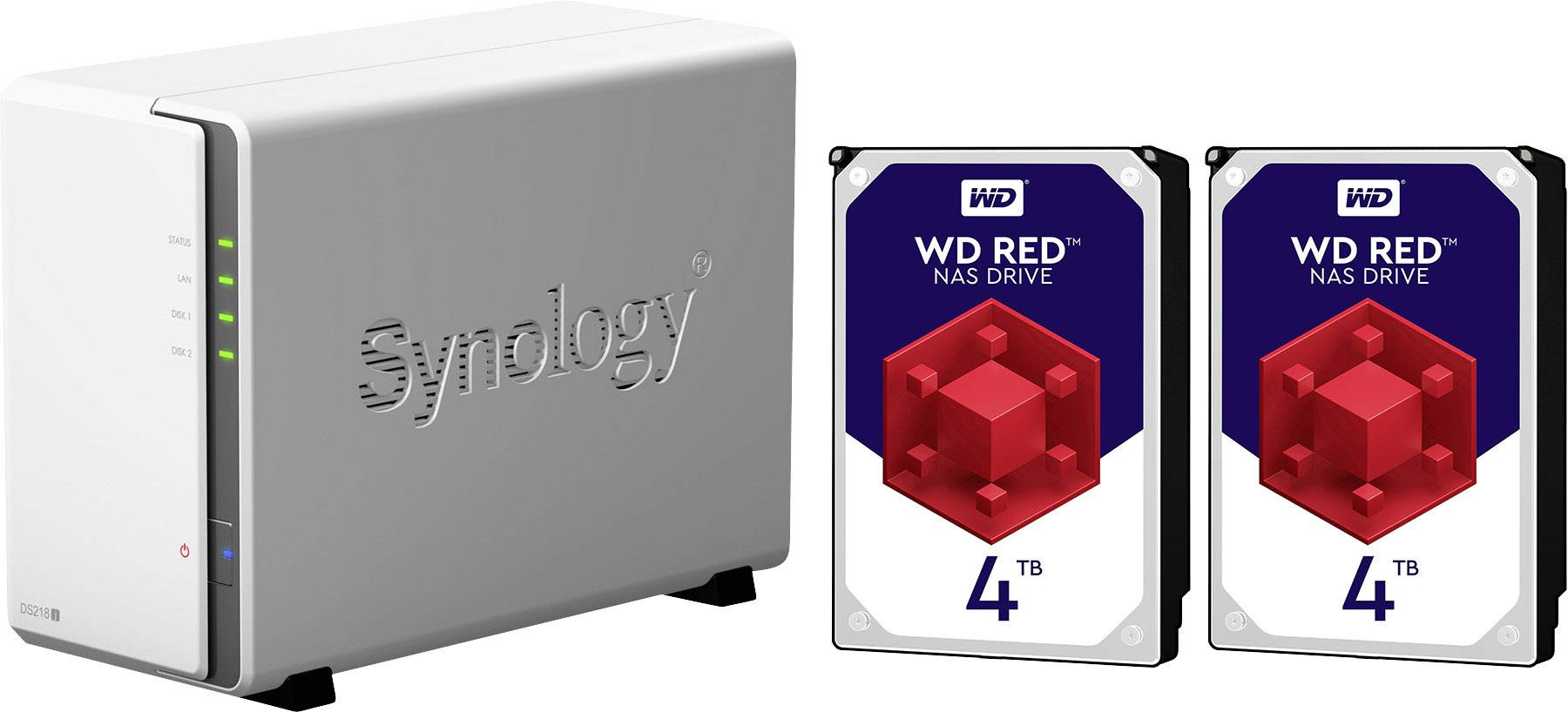 Synology DiskStation DS218j-8TB-RED NAS server 8 TB 2 Bay built-in 2x Western Digital 4TB Red