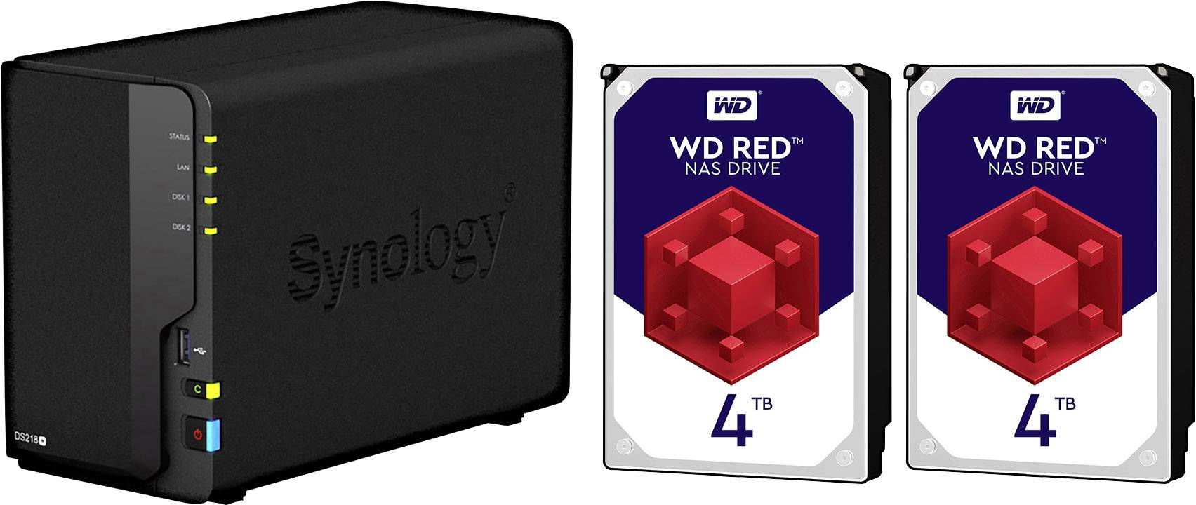Synology DiskStation DS218+-8TB-RED NAS server 8 TB 2 Bay built-in 2x Western Digital 4TB Red