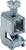 'Metal clip with screw for fixing to structural elements, suitable for electrical engineering applications.'