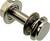 A hexagon bolt with washers and nut in close-up, showing thread and metal structure for illustrative purposes.