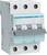 'Three-pole circuit breaker by Hager, Model MBN 310 B10, 400 V, 5000 A. Front view of the grey switch with blue marking.'