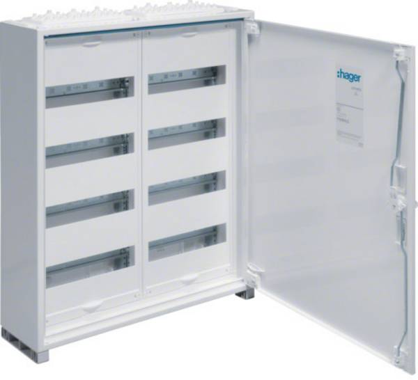Hager FWB42S FWB42S Field distributor Surface-mount, Flush mount, Semi-recessed No. of partitions = 96 No. of rows = 8 Content 1 pc(s)
