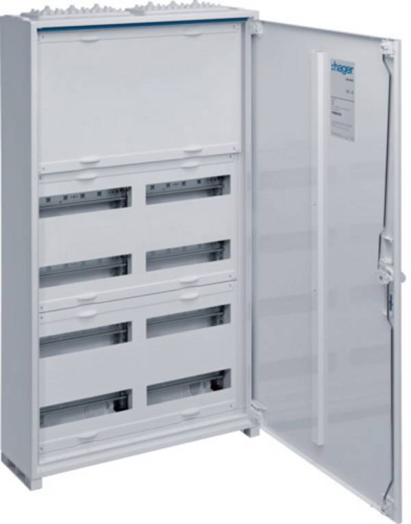 Hager FWB62N FWB62N Field distributor Surface-mount, Flush mount, Semi-recessed No. of partitions = 96 No. of rows = 8 Content 1 pc(s)