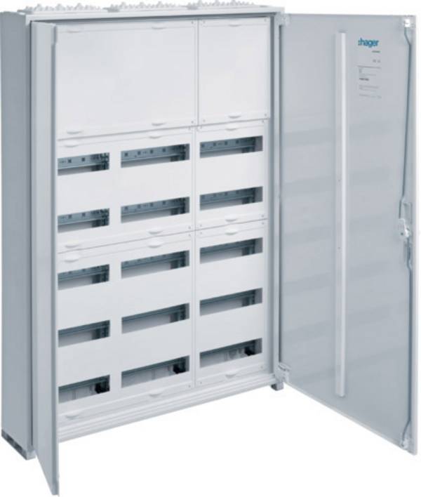 Hager FWB73N FWB73N Field distributor Surface-mount, Flush mount, Semi-recessed No. of partitions = 180 No. of rows = 15 Content 1 pc(s)