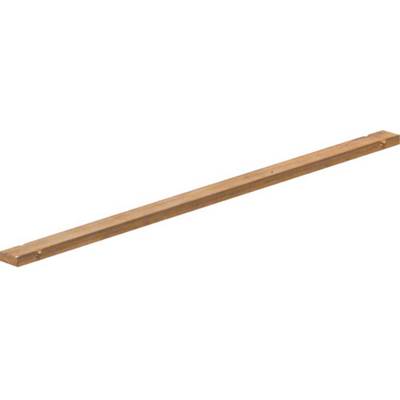 A long, narrow wooden beam, horizontally positioned, on a white background.