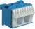 A blue electrical connector with five white terminals.