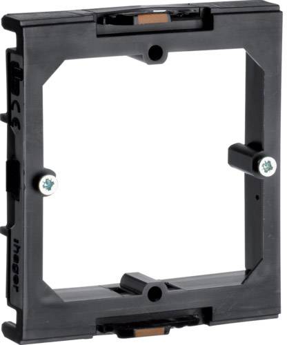 Black matte frame for electrical switches, square in shape with mounting holes at the corners.