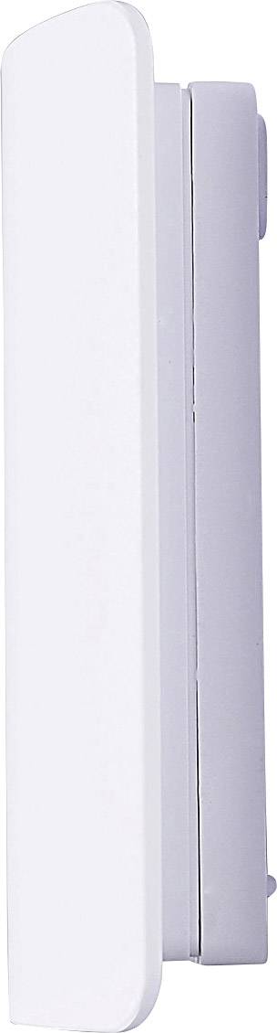 A white electronic device with a slim, rectangular design stands vertically. It could potentially be a sensor or switch.