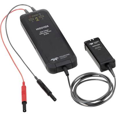 High-voltage probe HVD3102A from Teledyne LeCroy with two measurement leads, for measuring high voltage in electronic circuits.