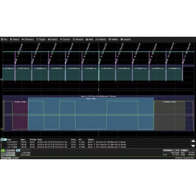 'Oscilloscope view of a digital signal with multiple data transmissions.'