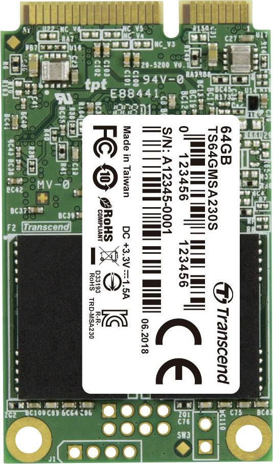 Transcend MSA230S 64 GB Internal mSATA SSD mSATA Retail TS64GMSA230S