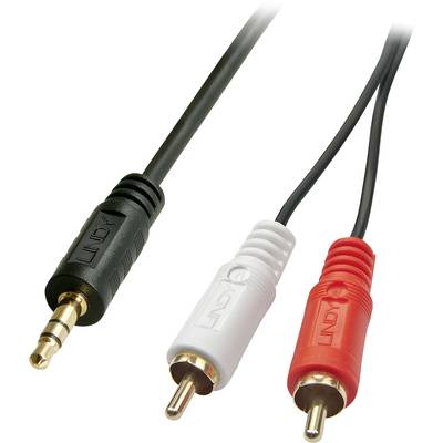LINDY 35682 RCA / Jack Audio/phono Cable [2x RCA plug (phono) - 1x Jack plug 3.5 mm] 3.00 m Black 
