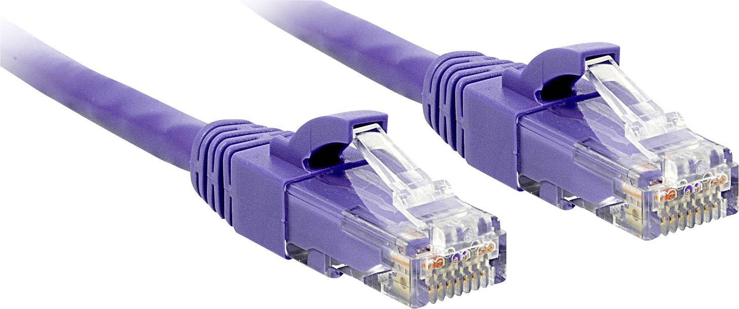 Two purple Ethernet cables with RJ45 plugs, used for network connections.