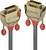 Two gold-plated HDMI cables with red ends, marked with 'Lindy'.