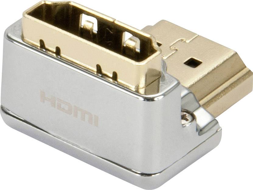 Gold-plated HDMI socket adapter with a metallic casing, enables connections between different HDMI interfaces.