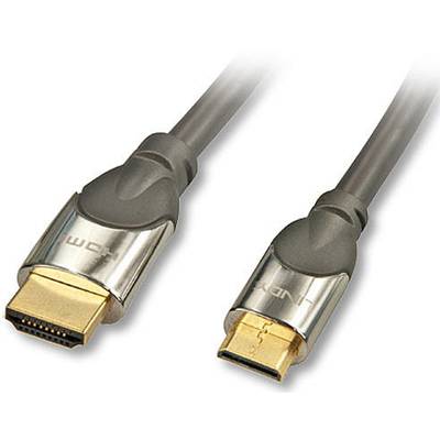 LINDY HDMI Cable HDMI-A plug, HDMI-Mini-C plug 3.00 m Grey 41438  HDMI cable
