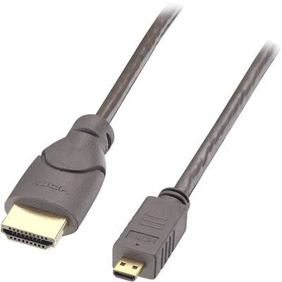 LINDY HDMI Cable HDMI-A plug, HDMI-Micro-D plug 0.50 m Black 41350  HDMI cable