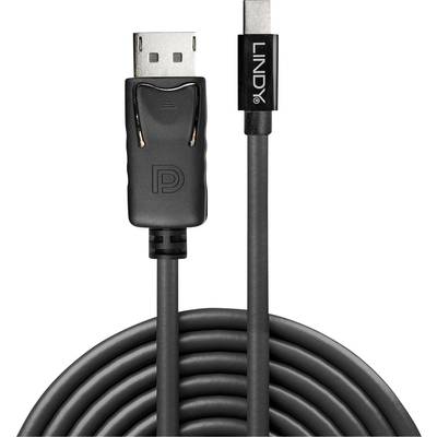 LINDY Mini DisplayPort / DisplayPort Adapter cable Mini DisplayPort plug, DisplayPort plug 1.00 m Black 41645  DisplayPo