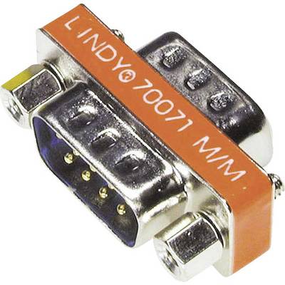LINDY Gender Changer, VGA Adapter with Metal Casing, orange, Labelled 'LINDY 70071 M/M', for Connecting Two VGA Cables.
