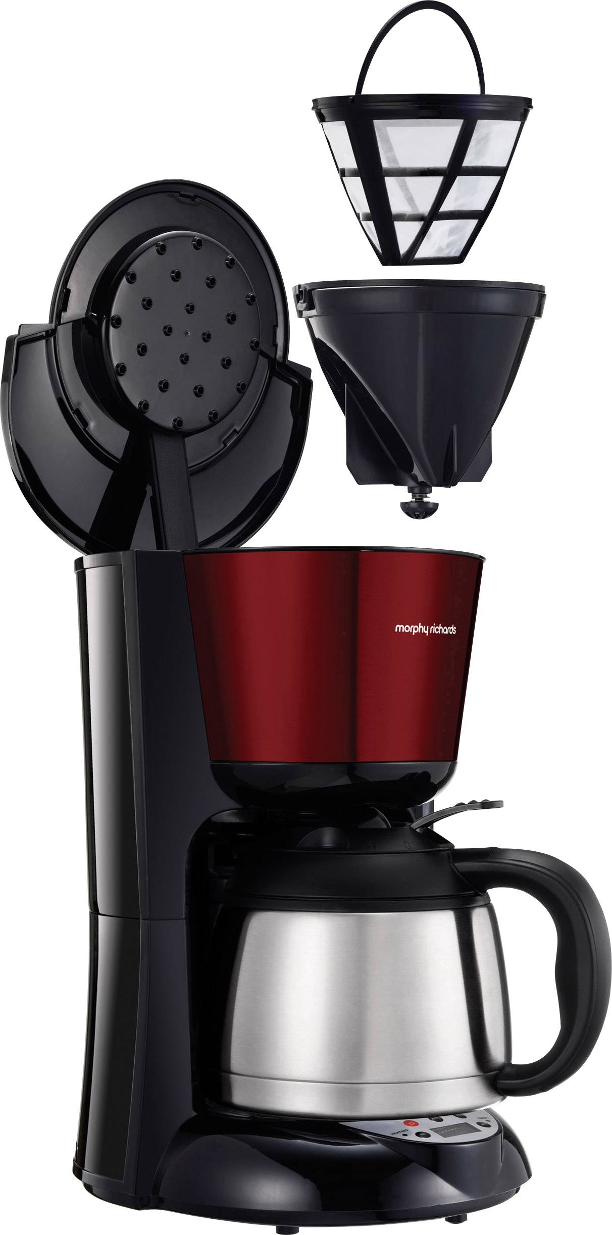 Morphy Richards Coffee maker Stainless steel, Red Thermal jug, Plate