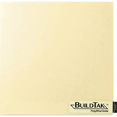 BuildTak PolyEtherImide 3D Printer Build Plate in Beige with Small Manufacturer Logo Bottom Right.
