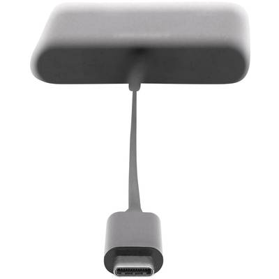 A grey USB-C adapter with a short cable and connector, specifically designed for use with modern electronic devices.
