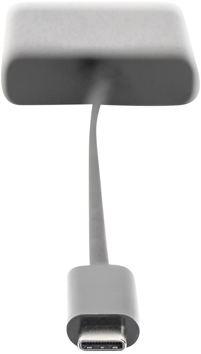 A USB-C cable connects a square charger to a portable device.
