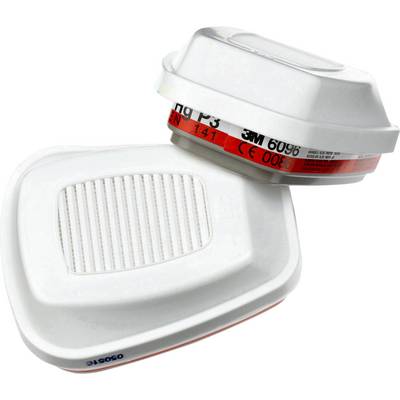 Two white respiratory filter masks side by side on a white background, one lying down and the other standing upright.