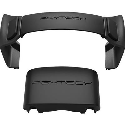 Two black PGYTECH drone accessories on a white background; both components are similarly shaped and feature logos.