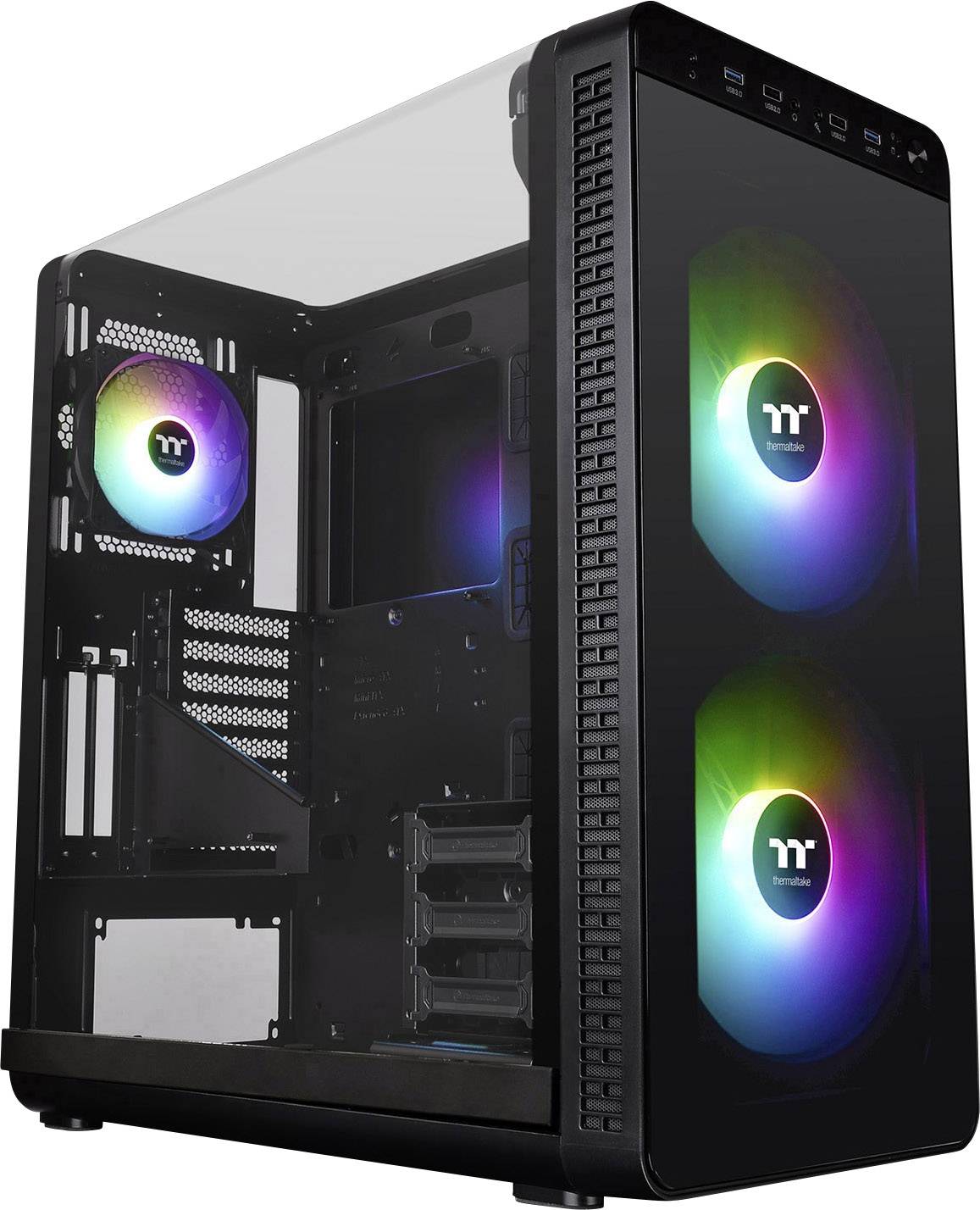 Thermaltake View 37 ARGB (Pure RGB) Midi tower PC casing Black 3 built-in LED fans, Window, Tool-free HDD bracket