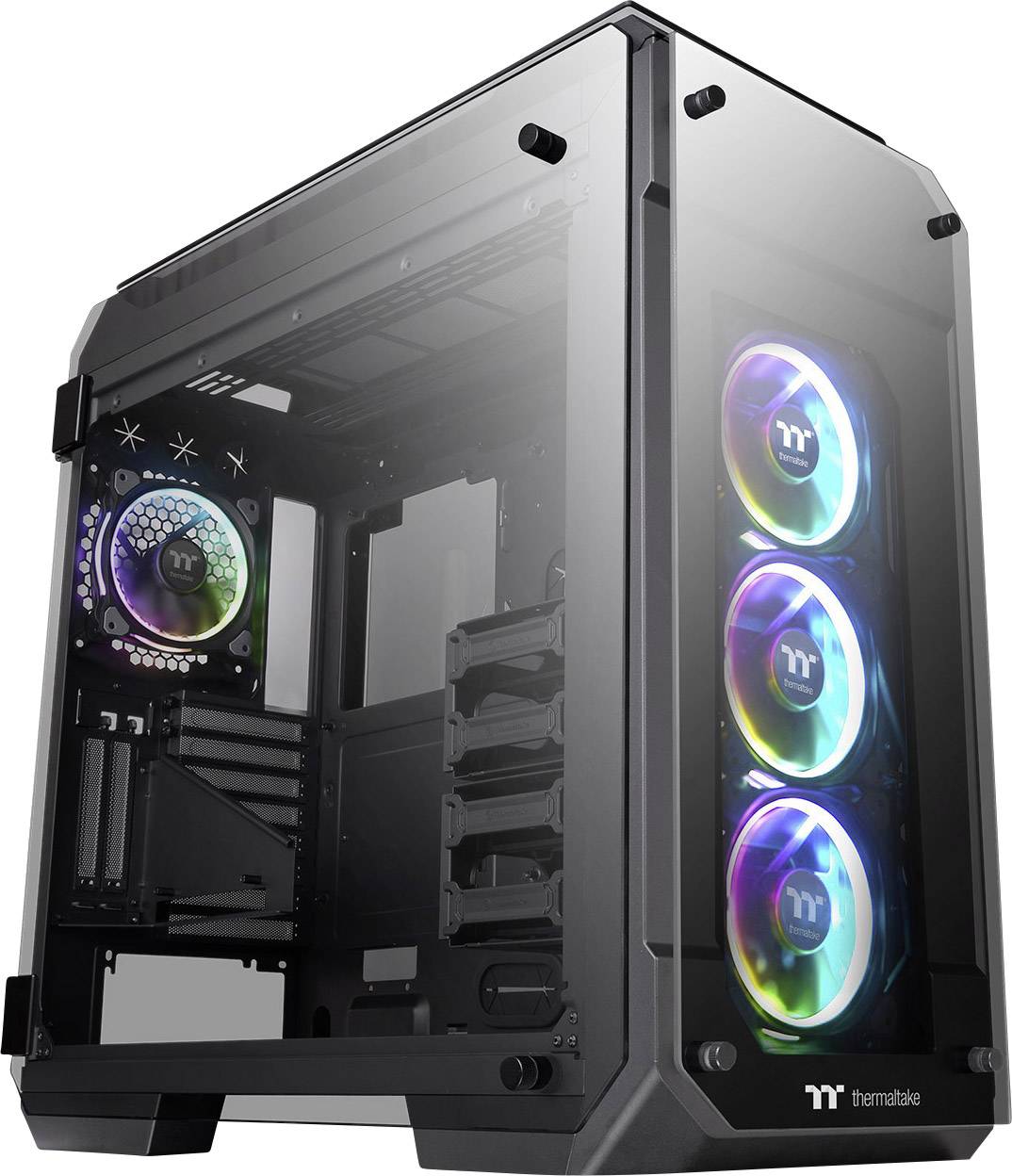 Thermaltake View 71 Tempered Glass RGB Plus Full tower PC casing Black, RGB 4 built-in LED fans, Window, Tool-free HDD bracket