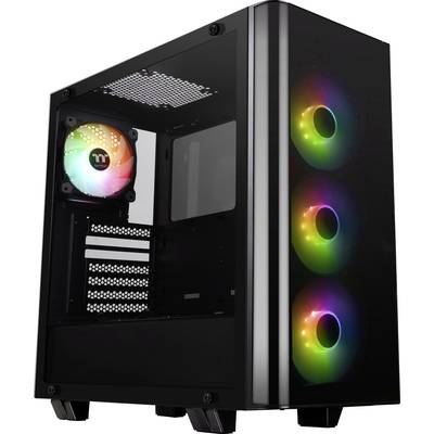 Thermaltake View 21 Tempered Glass RGB Plus Midi tower PC casing Black 4 built-in LED fans, Dust filter, Window