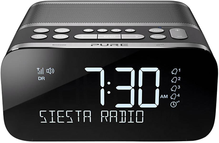 Pure Siesta S6 Radio alarm clock FM Bluetooth, USB Battery charger Anthracite