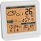 Weather station with forecast clouds, 26°C outdoor temperature, 57% humidity, 20°C indoor temperature, 65% humidity. Time: 13:24.