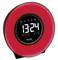 Round digital clock with red luminous ring. Displays time '13:24', day of the week 'Monday' and date '31.12.'.