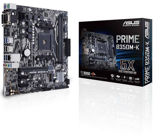 Asus PRIME B350M-K Motherboard PC base AMD AM4 Form factor (details ...