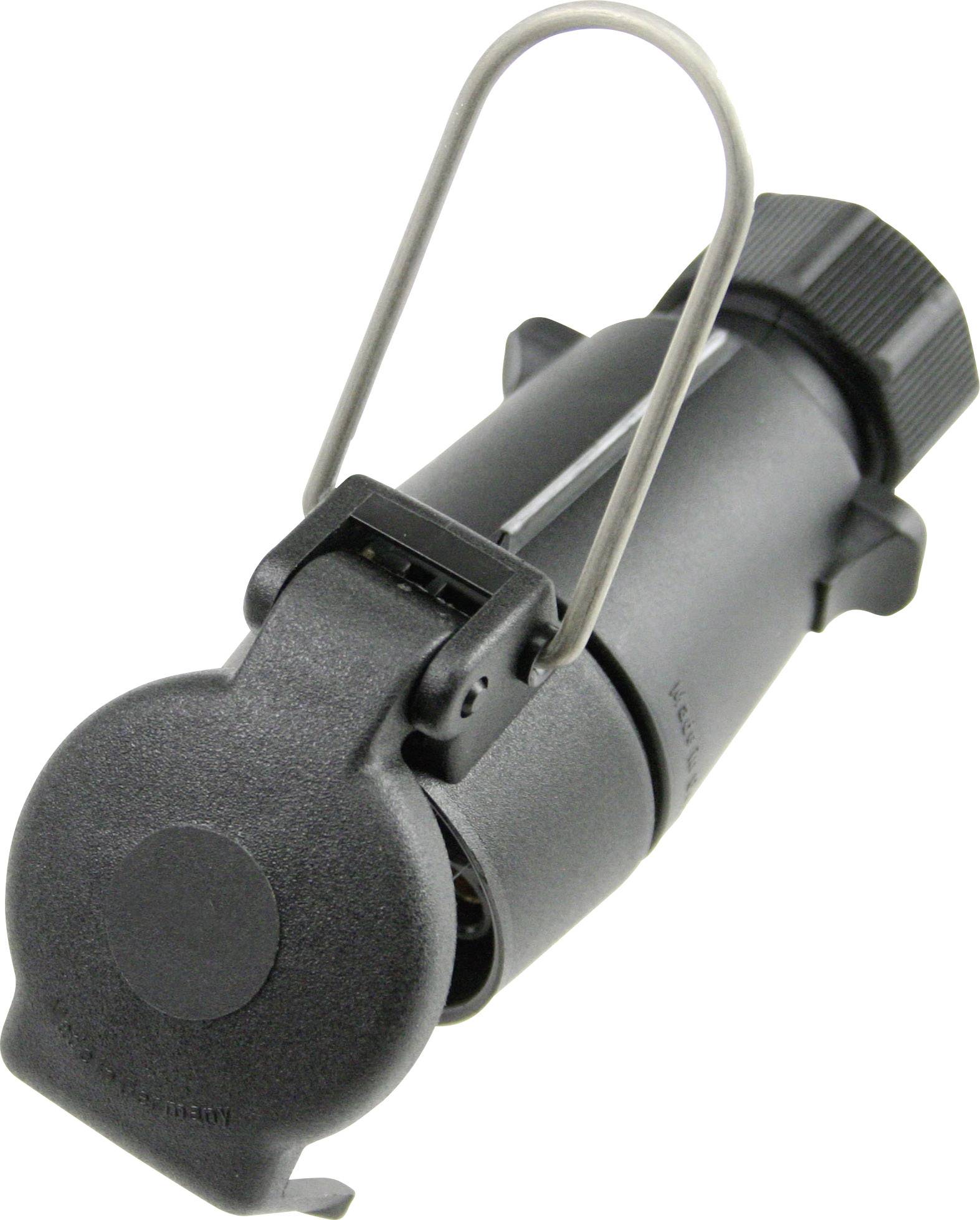 A black, cylindrical container with a removable lid, metal handle and screw cap, likely used for transporting liquids.