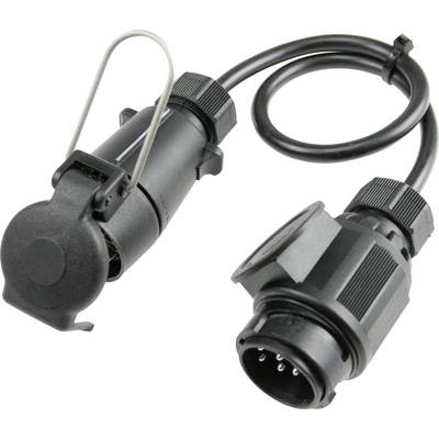 Black round electronic connecting cable with 7-pin plug and socket, connected by a short cable.