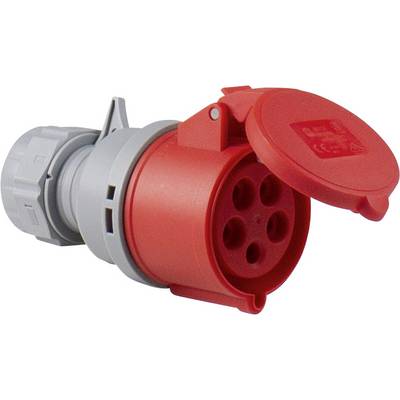 Industrial connectors with a red housing and protective cover, suitable for high-performance applications.