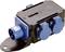 Multi-socket outlet with three blue CEE sockets, suitable for industrial applications.