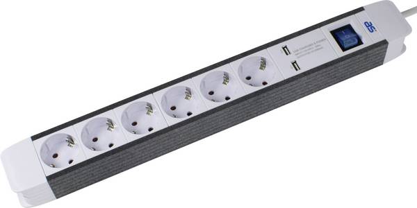 AS Schwabe 18212 Power strip (+ switch) White, Black PG connector 1 pc(s)