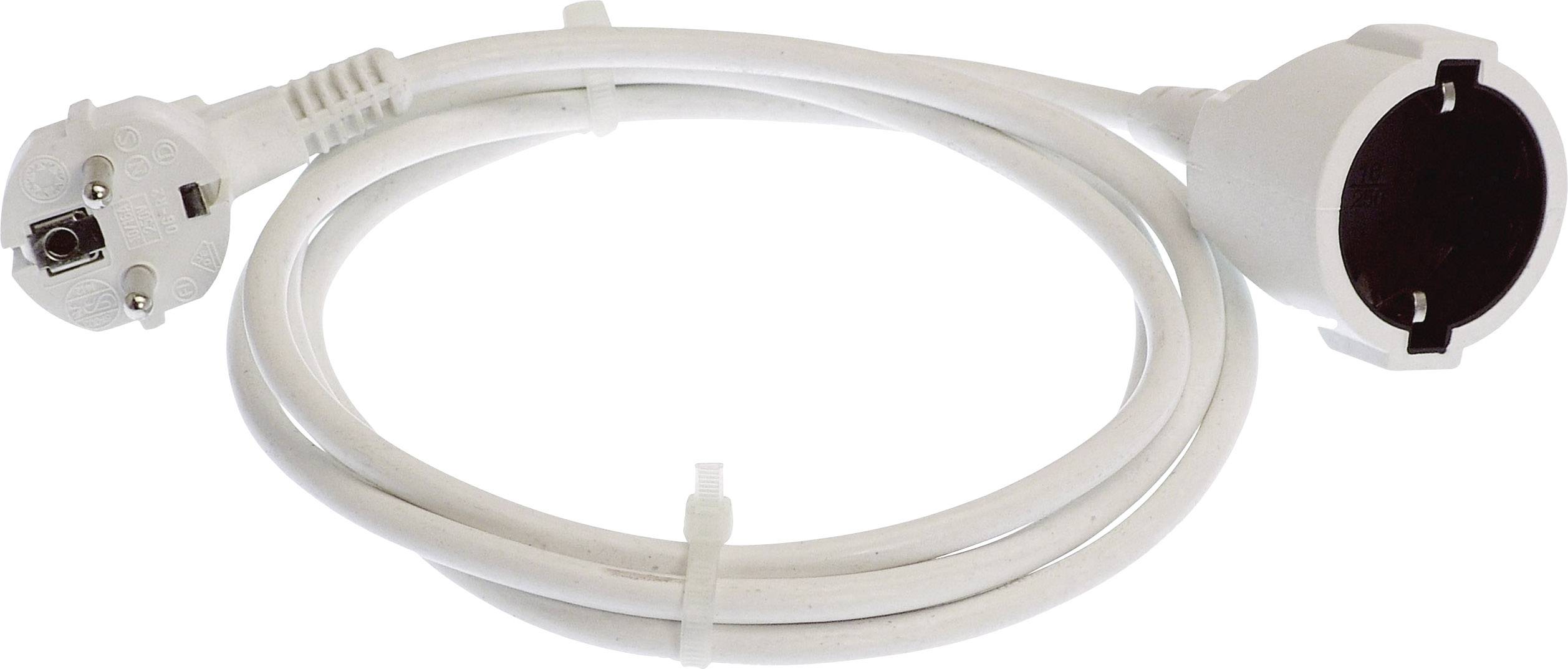 A white extension lead with a Schuko plug and socket, suitable for use in European power outlets.