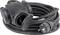 A black extension lead with three plug sockets and one plug; ideal for operating multiple devices in one location.