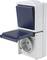 A weatherproof socket with an open cover shows a standard European power socket. Suitable for outdoor use.
